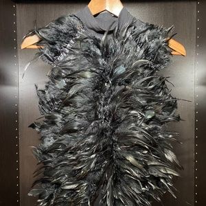 Kikiriki blk feathered blouse